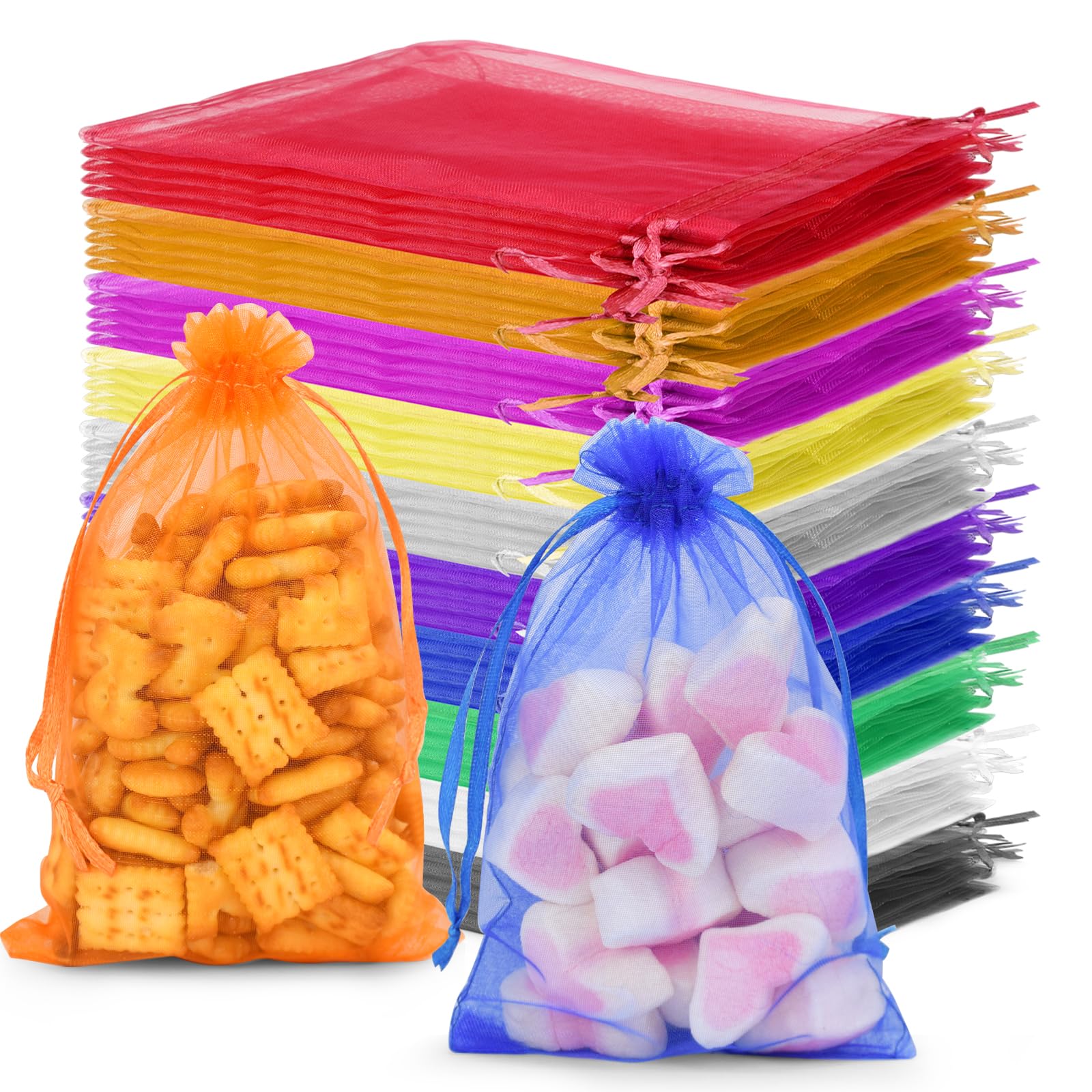 120 Sachets Organza 10x15 Cm – Pochons Bijoux Multicolores Avec Cordon, Idéal Mariage, Noël, Cadeaux