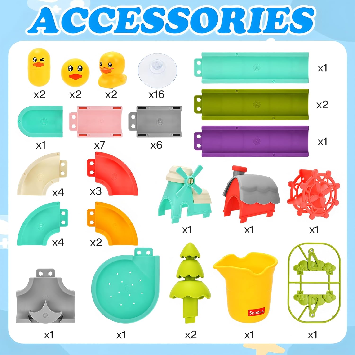62 PCS Toddler Bath Toys for Kids Ages 3-5 4-8,Large Fun DIY Suction Cup Bathtub Mold Free Shower Toy Set,Duck Slide Building Game Toys for Ages 3 4 5 6 7 8 Year Old,Birthday Gift for Baby Boys Girls