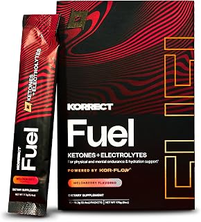 KORRECT BHB Exogenous Ketones Electrolytes Powder | Fast Ketone Boost for Energy, Focus & Hydration | Supports Endurance | Keto Certified, Vegan Friendly | 15 Single-Serve Packets (Melon Berry)
