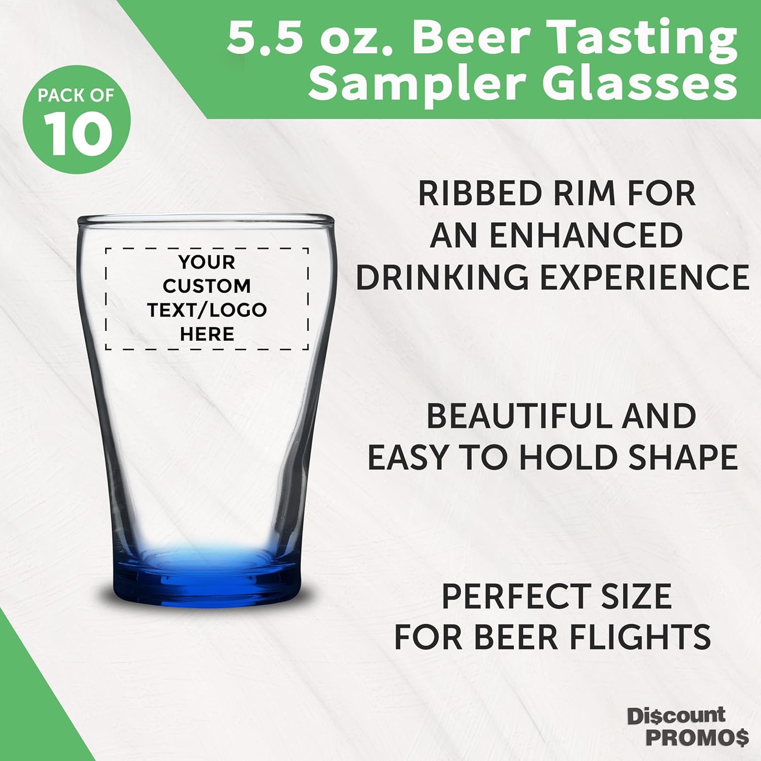 Custom Shot Glasses 5.5 oz. Set of 10, Personalized Bulk Pack - Sampler, Great for Wedding, Party, Birthday, Events - Blue
