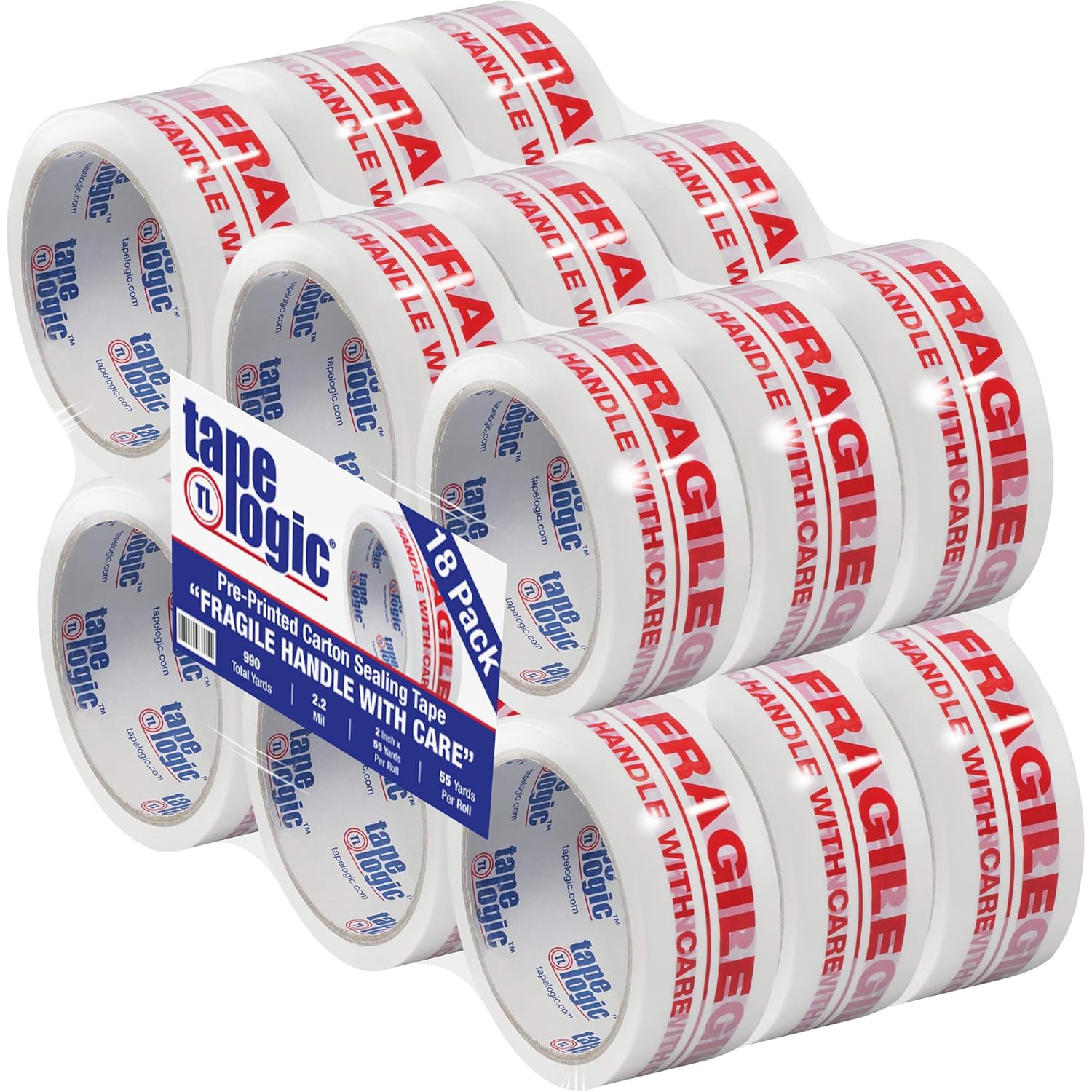 Aviditi Tape Logic 2 Inch x 55 Yard 2.2 Mil Red/White, Heavy Duty Packing Tape, "Mixed Merchandise" 6 Pack, Perfect for Packing, Shipping, Moving, Home and Office