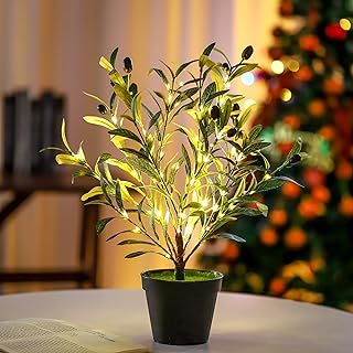 Artificial Olive Tree Lamp, Faux Olive Tree and Fruits Artificial Plant ...