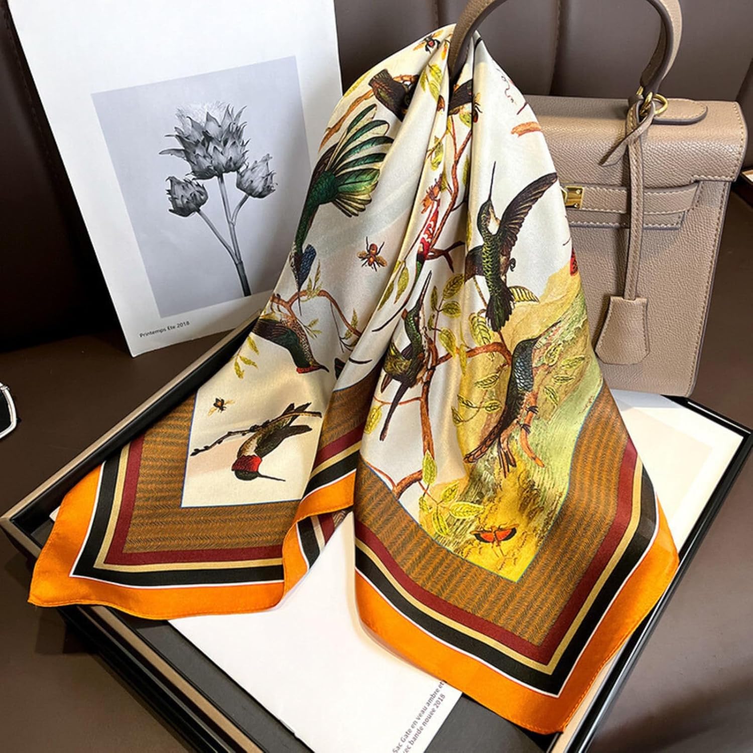 PoeticEHome 100% Pure Mulberry Silk Square Scarf 27"x27" Women Neckerchief Headscarf Gift Packed - Image 4