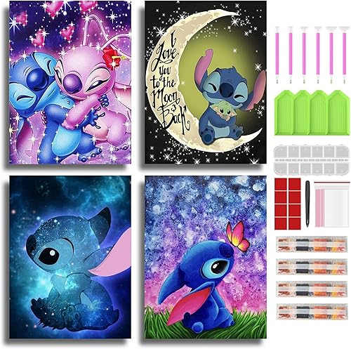 NEWSTARARTS Kits de pintura de diamantes de dibujos animados para adultos y niños, arte de diamantes de dibujos animados para bricolaje 5D,