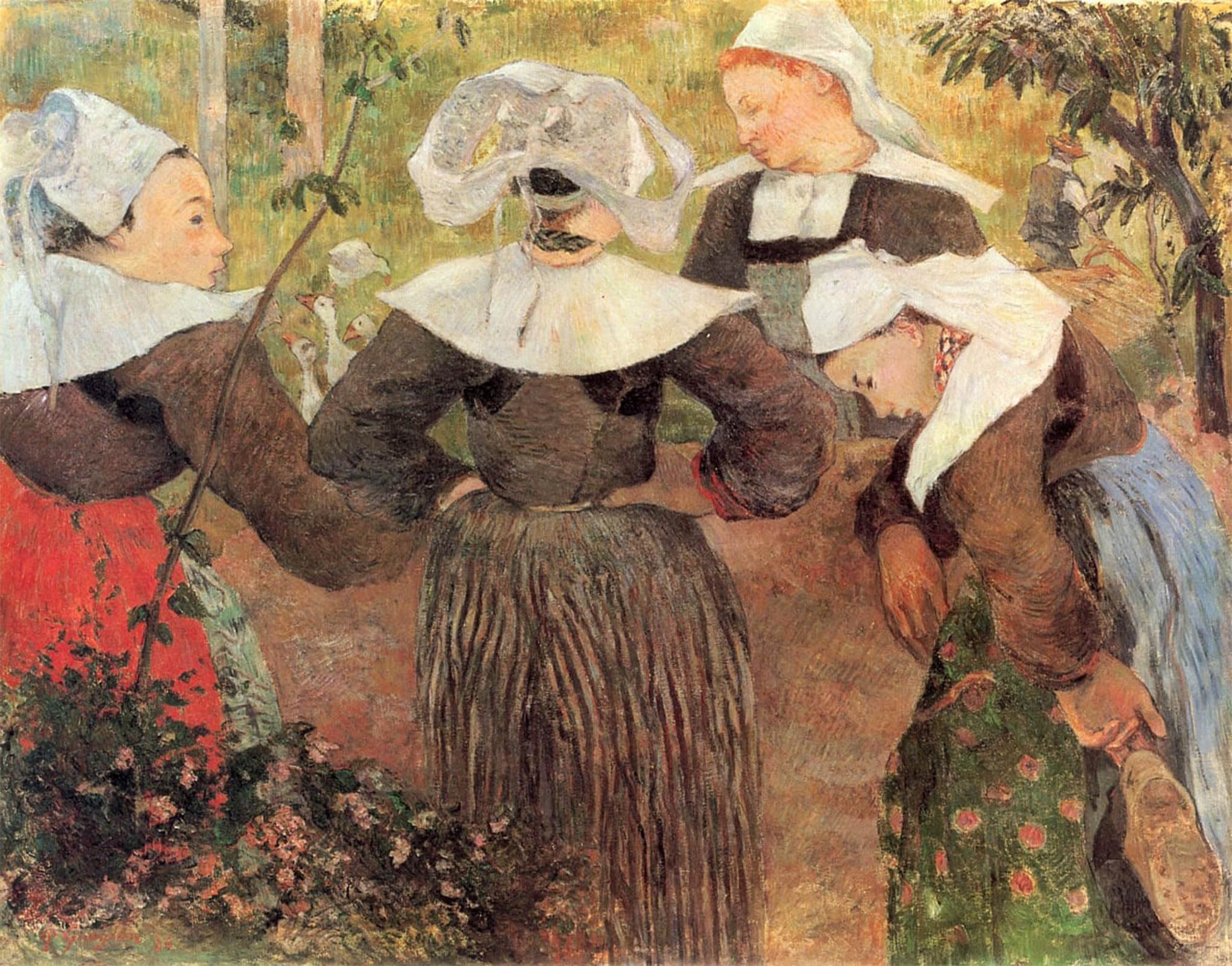 POSTERIIk Vintage Print Pop Art Landscape Artwork the Dance of the Four Breton Interior by Paul Gauguin Art Prints for Office Home Decor 60x90cm
