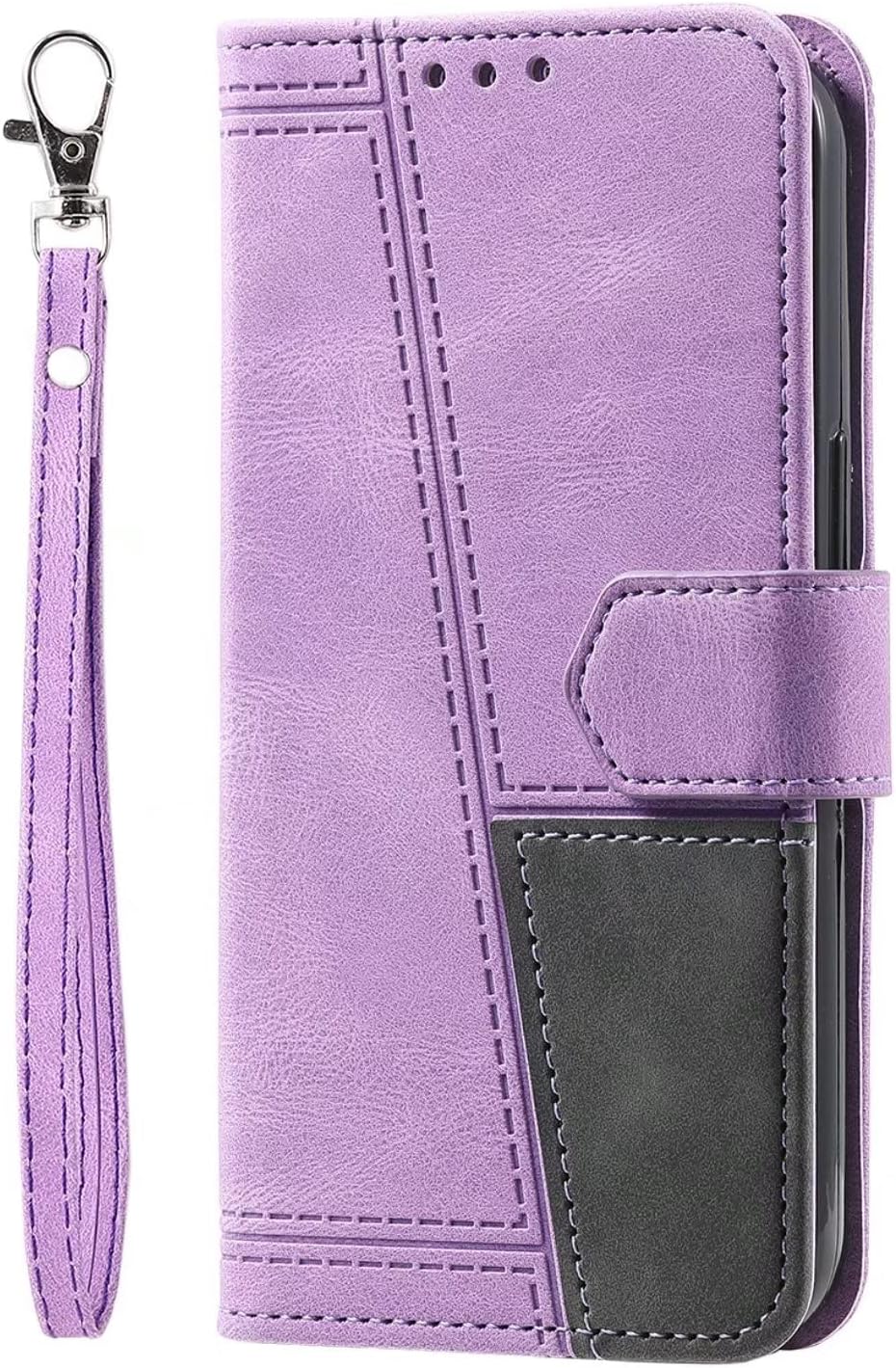 Case for Samsung Galaxy A22 (5G) Leather Case Wallet Card Holder Flip Bracket Phone Cover - Purple