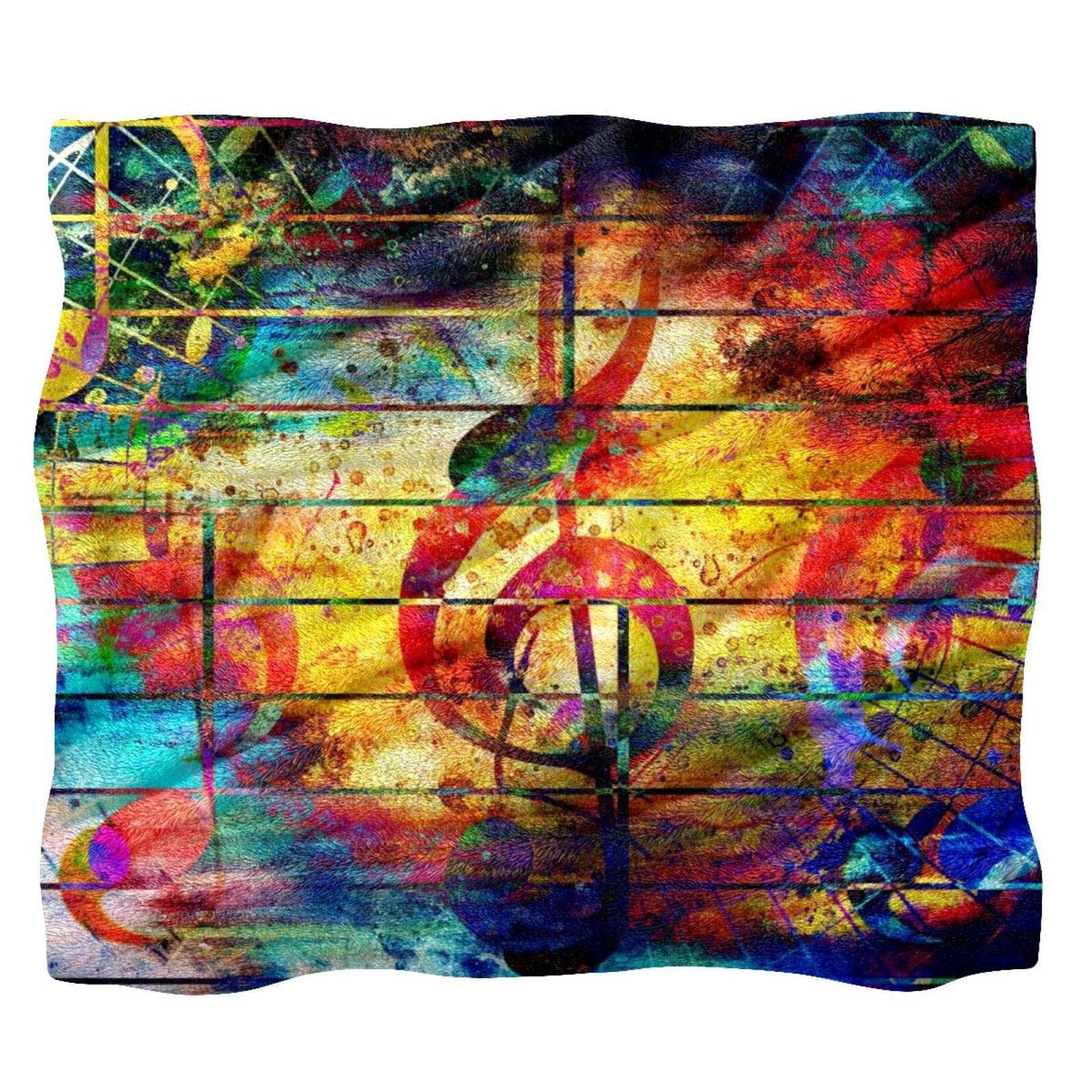 Coperta in pile con musiche multi retrò per divano, divano o letto, accoglienti coperte morbide