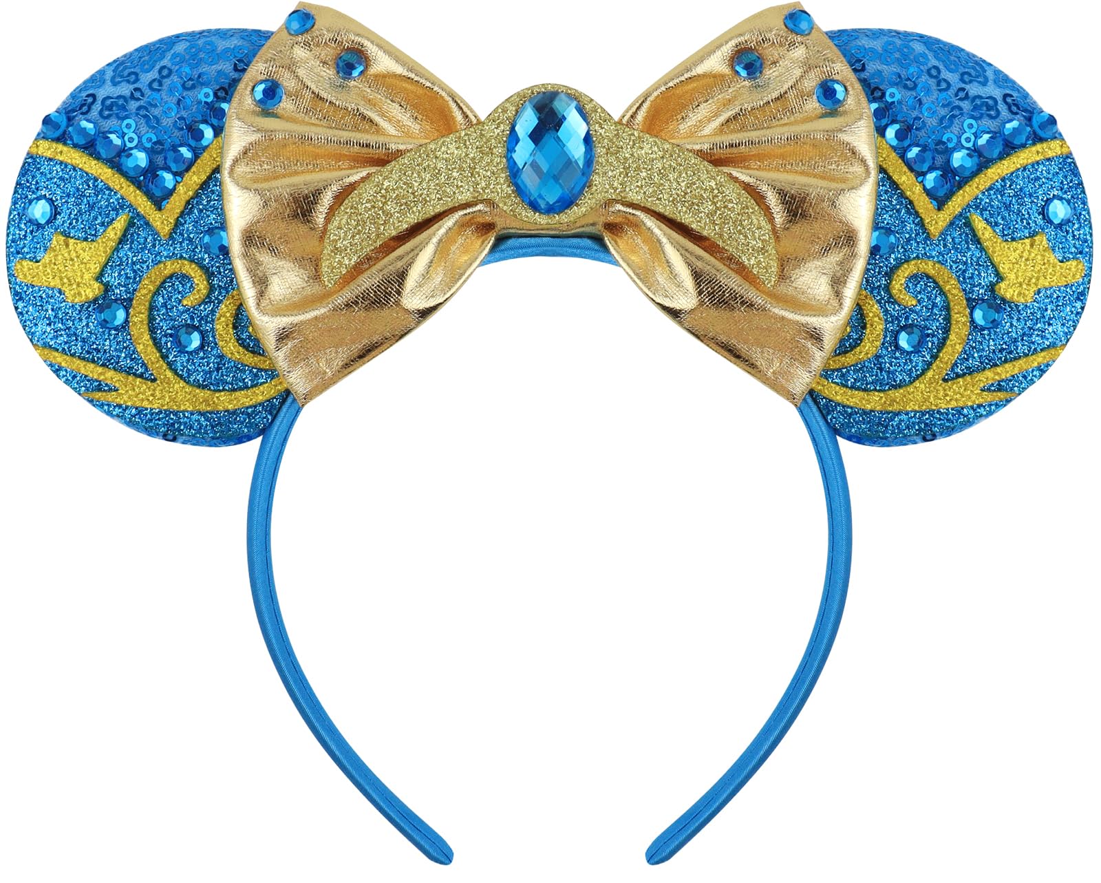 Women\'s Blue Polyester Sequin Bow Mickey Mouse Headband Hair Accessory Custom Mickey Mouse Minnie Ears Disneyland Teal Turquoise  main image 4