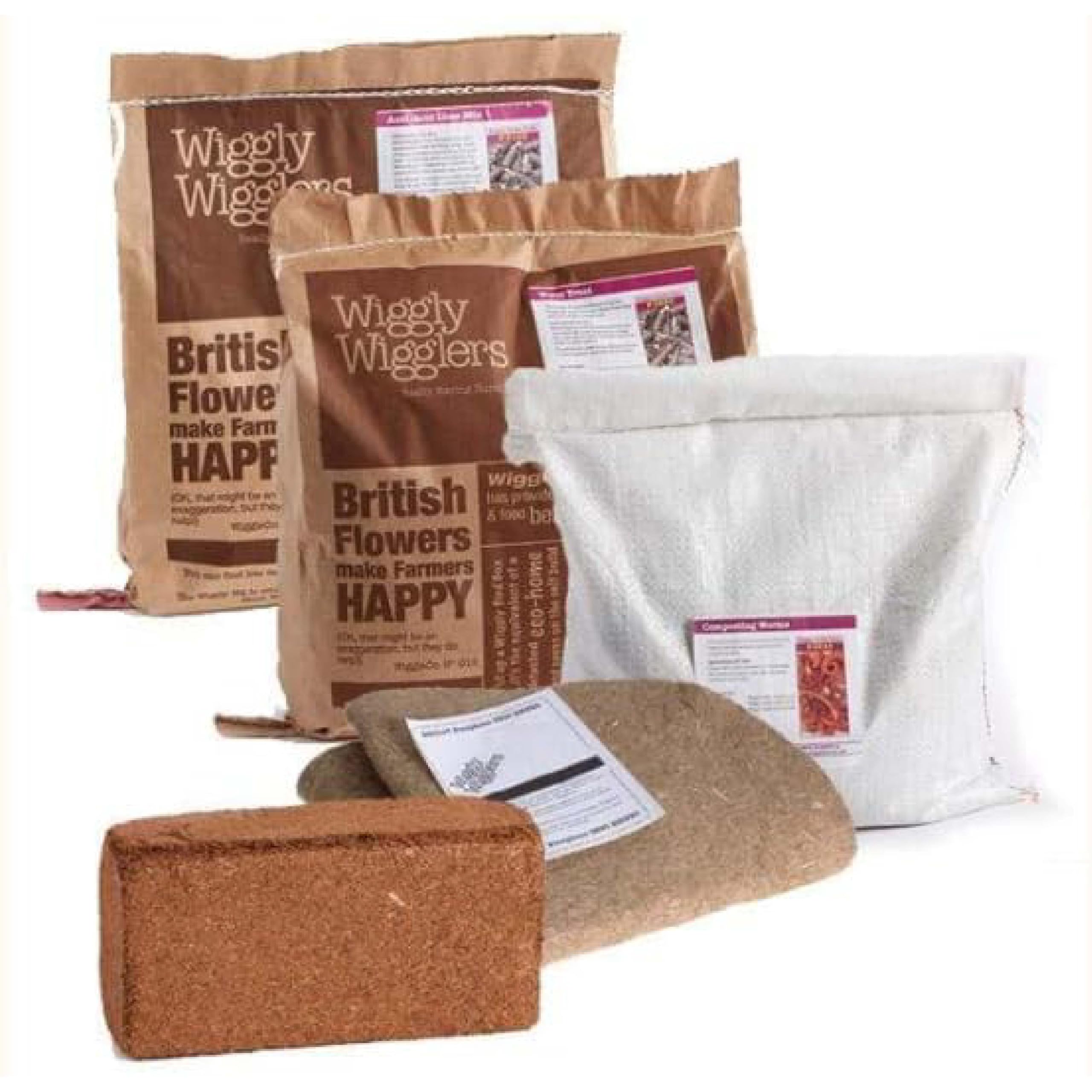 Wiggly Wigglers Worm Composting Kit Wormery Kit For Live Worms, Bedding Block, Lime Mix & Moisture Matting | Worms Farm | Composting Worms | Gardening Equipment | Vermicomposting