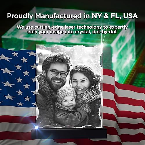 Miniatura 4 de CAPTUR3D Foto de cristal de alta calidad con base de luz LED, regalos conmemorativos personalizados para mamá, papá, esposa, hombres, seres