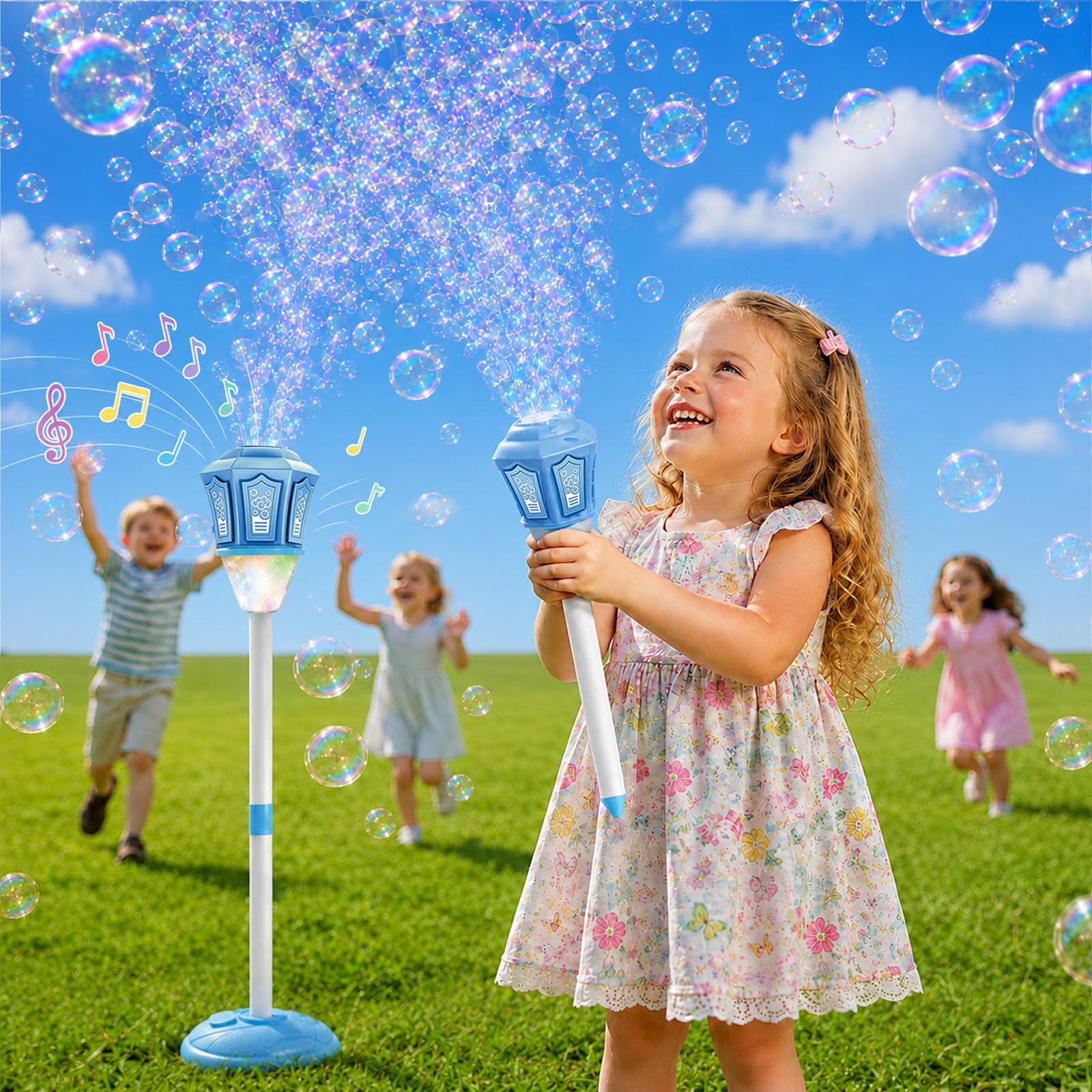Lanterne à Bulles De Savon Sonnenspark – 2-en-1 Pied/Portable – LED & Musique – Hauteur Réglable – Cadeau Enfant