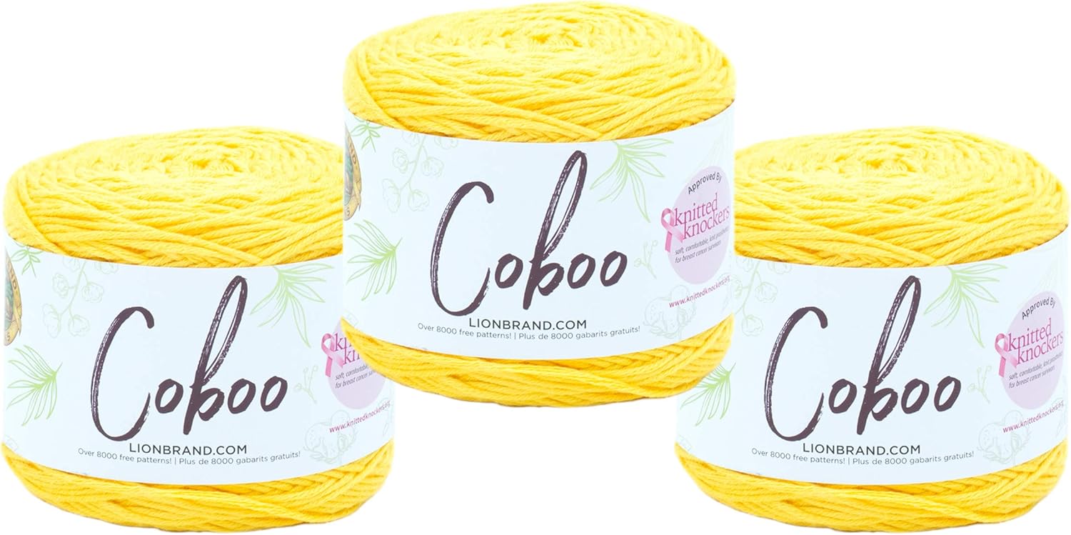 (3 Pack) Lion Brand Yarn Coboo Bamboo Yarn, Yellow