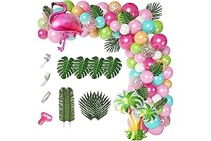 Aloha, Tropical Paradise! 132-Piece Tropical Flamingo Balloons Garland Kit for an Unforgettable Beachy Extravaganza
