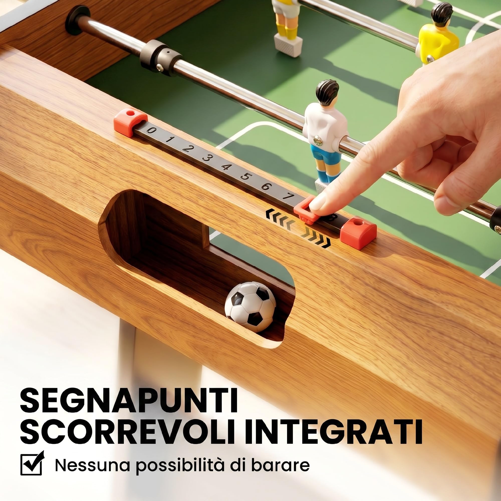 HOMCOM Calcio Balilla Pieghevole Mini Tavolo da Calcio, 22 Giocatori | 2 Palline, 2 Segnapunti Manuali, Maniglie Antiscivolo, Set da Gioco Freestanding per Famiglia, Regalo