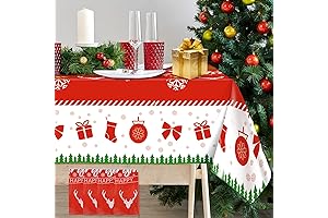 4 Pack Enchanting Christmas Disposable Tablecloths for Rectangle Tables