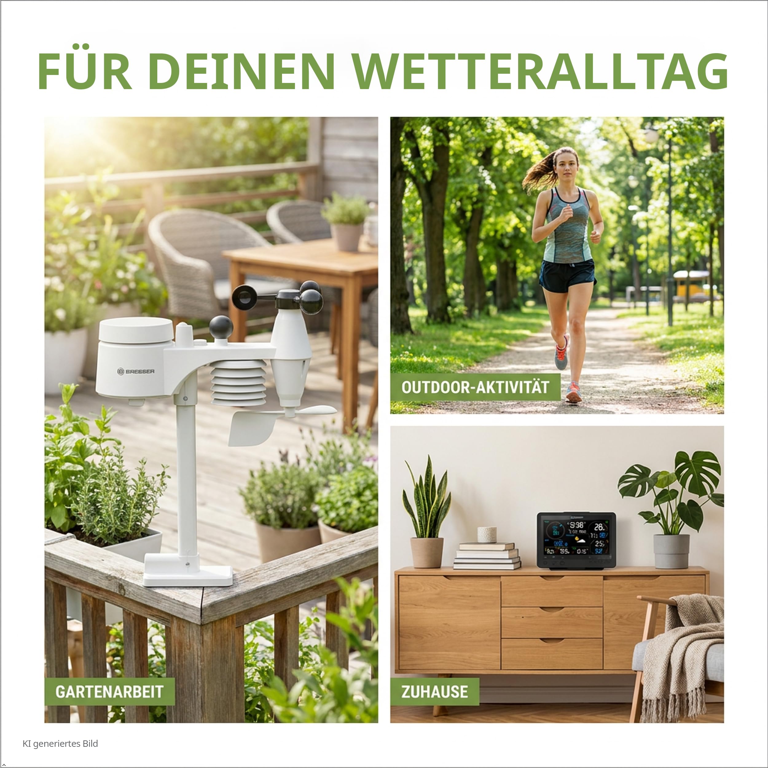 Bresser Bise Profi WLAN Wetterstation Funk mit 8 in 1 Außensensor | Innentemperatur und Außentemperatur, Luftfeuchtigkeit, Regenmesser, Windmesser, Wettervorhersage, App, WBGT