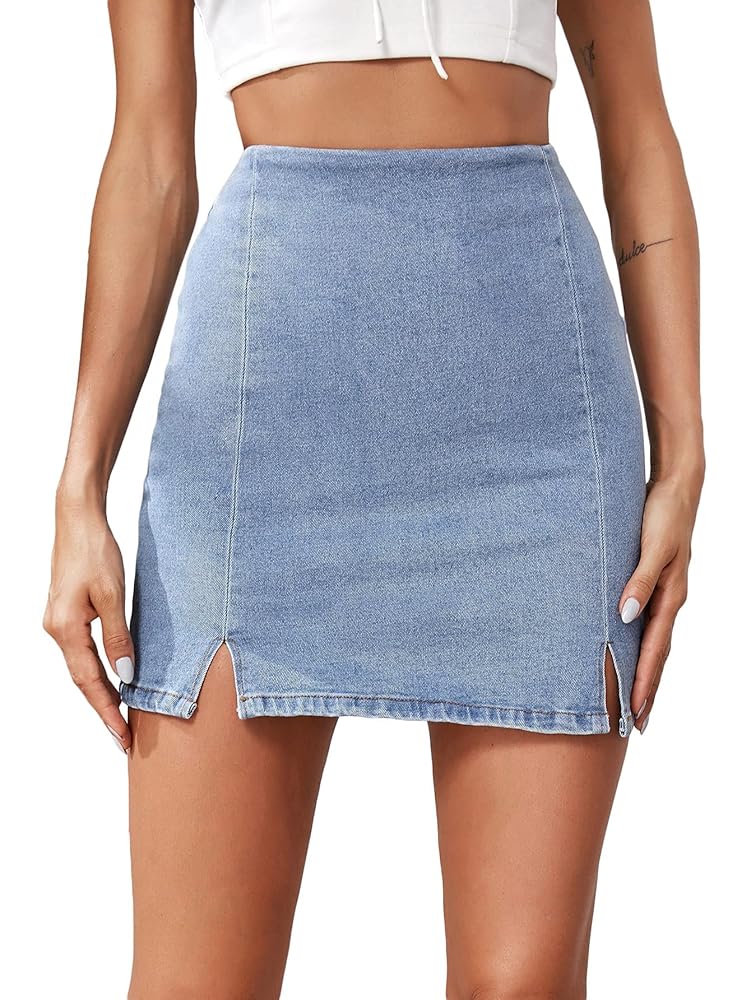 Amazon.com: Milumia Women's High Waisted Slit Hem Bodycon