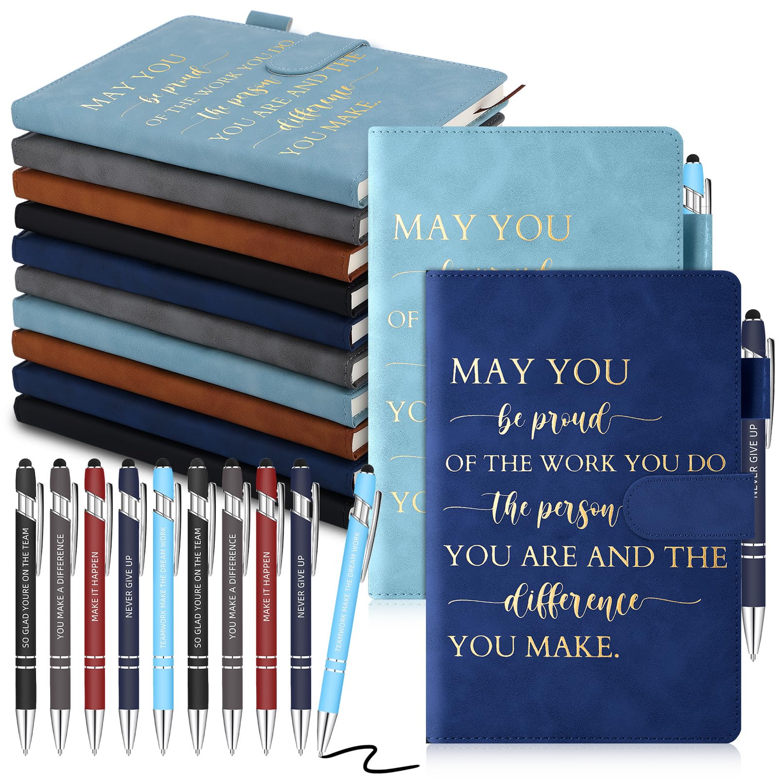 Cuaderno De Cuero A5 Con Bolígrafo - Regalo De Agradecimiento Para Empleados, Profesores O Colegas, Con Frases Motivadoras