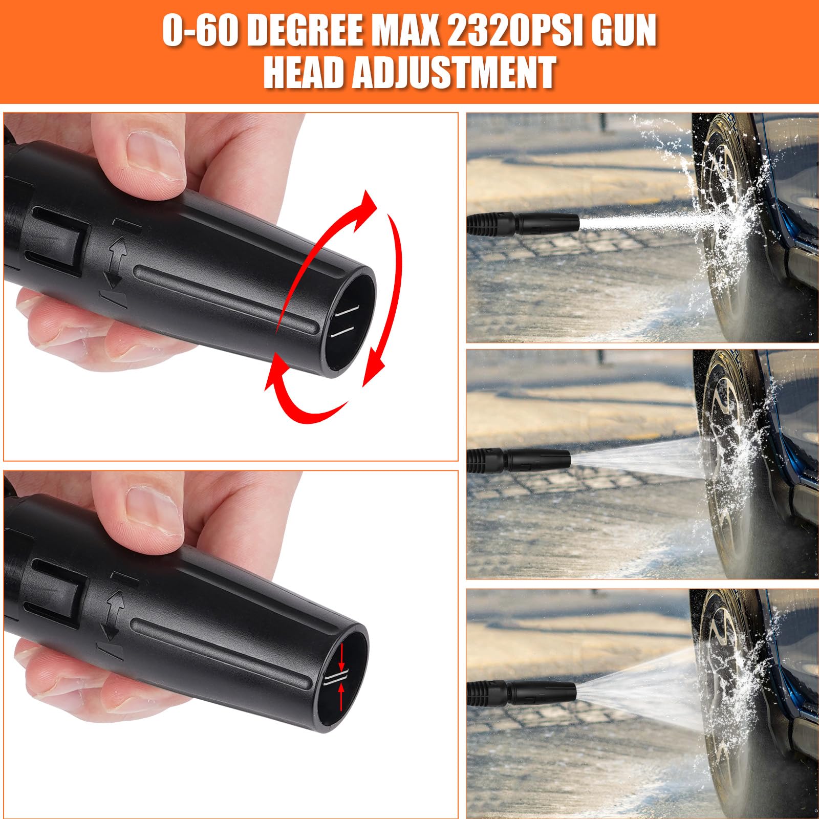 YUET Kit Pistolet et Lance pour Karcher K2 K3 K4 K5 K6 K7 2320 PSI | Nettoyeur Haute Pression avec Connecteur Rapide, Buse de Pulvérisation Réglable