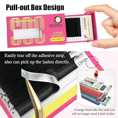 Miniatura 4 de Extensiones de pestañas individuales clásicas, 20 filasbandeja de 0.315 in, rizo D de 0.003 in, pestañas de volumen suaves naturales individuales,