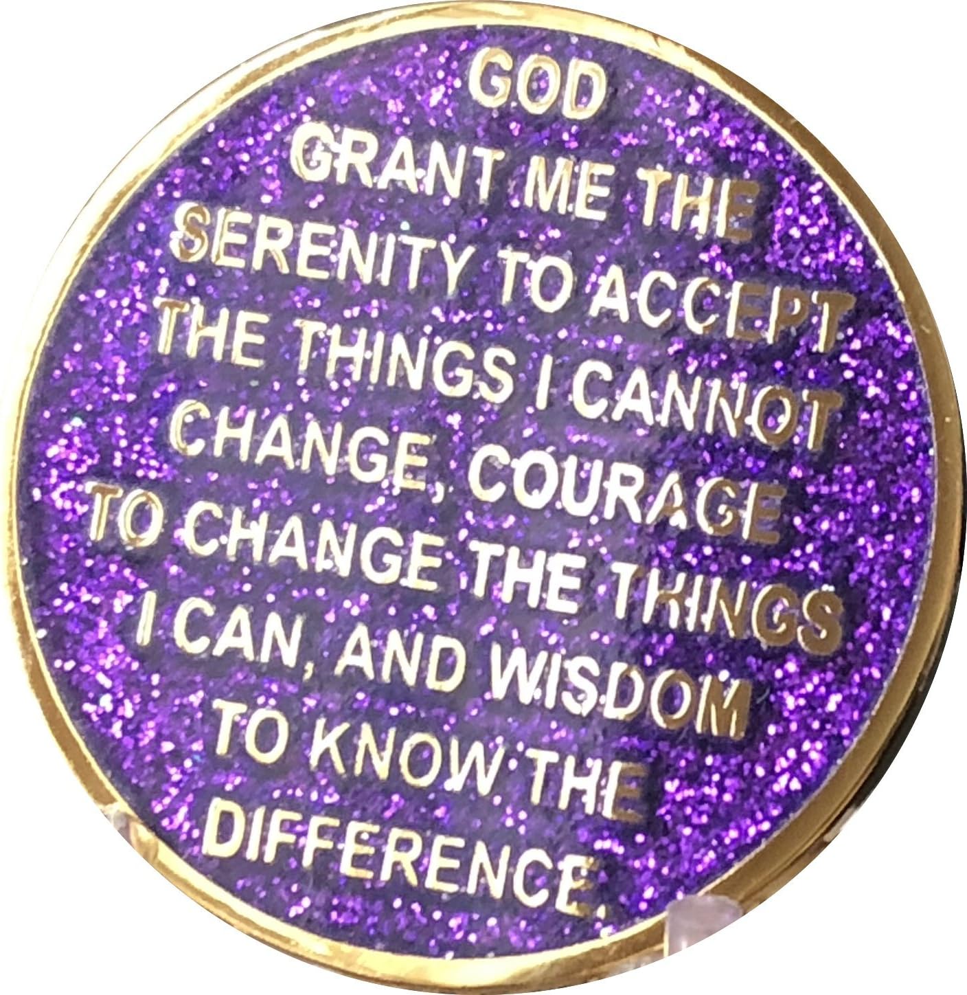 6 Year Elegant Glitter Purple Gold Silver Bi-Plated AA Medallion Chip VI image 2