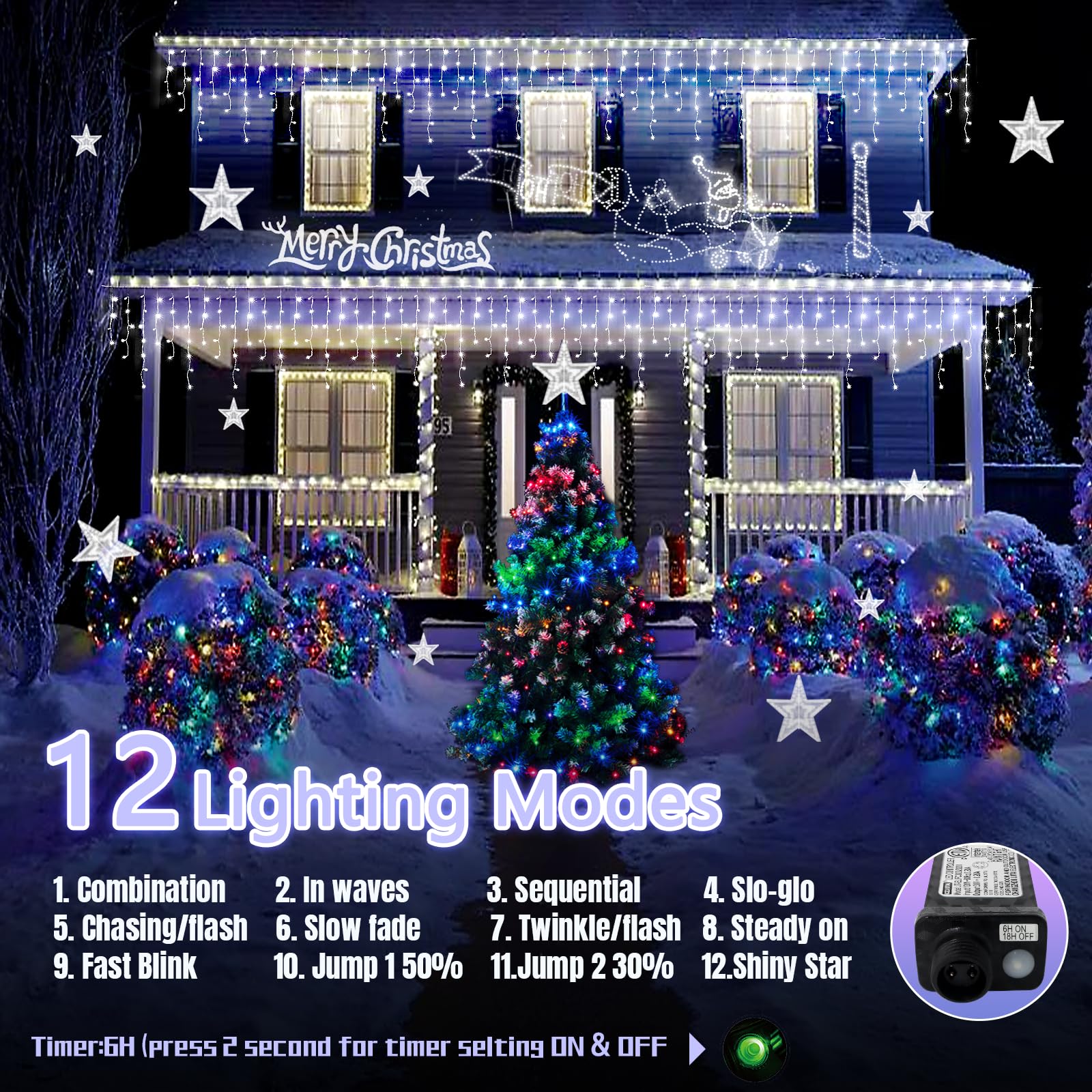 FLVOECN 30M 960 LED Eisregen Lichterkette Außen, Lichterkette Weihnachten, Weihnachtsbeleuchtung Außen mit Timer 12 Modi, Memory-Funktion Wasserdicht Lichterkette für Terrasse Balkon Weihnachtsdeko