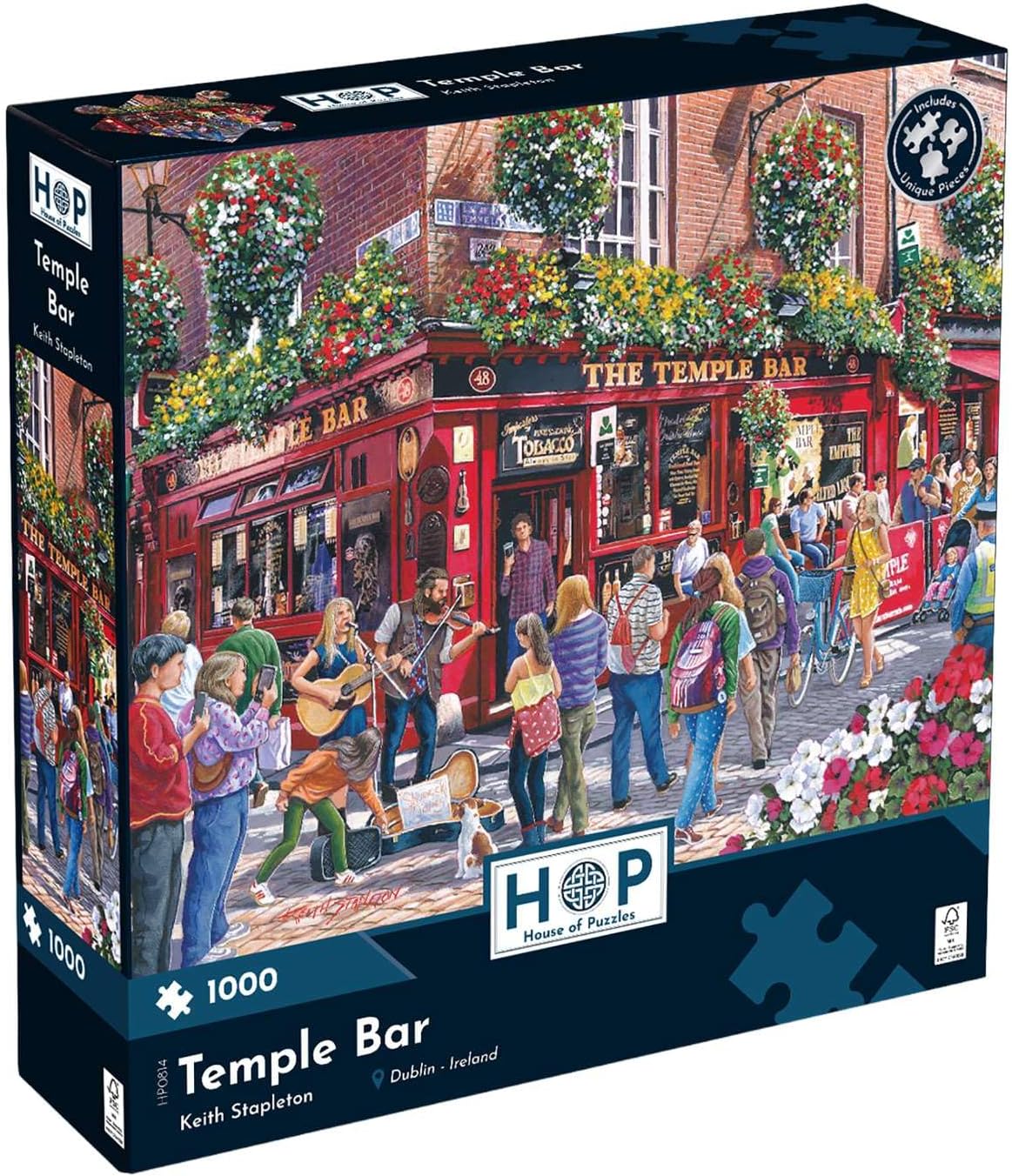The House of Puzzles | Temple Bar 1000 Piece Jigsaw Puzzle | Locations & Buildings Theme | Art by Keith Stapleton | 48 x 69cm FSC Certified