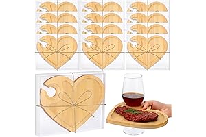 Wooden Heart-Shaped Charcuterie Boards with Wine Glass Holder