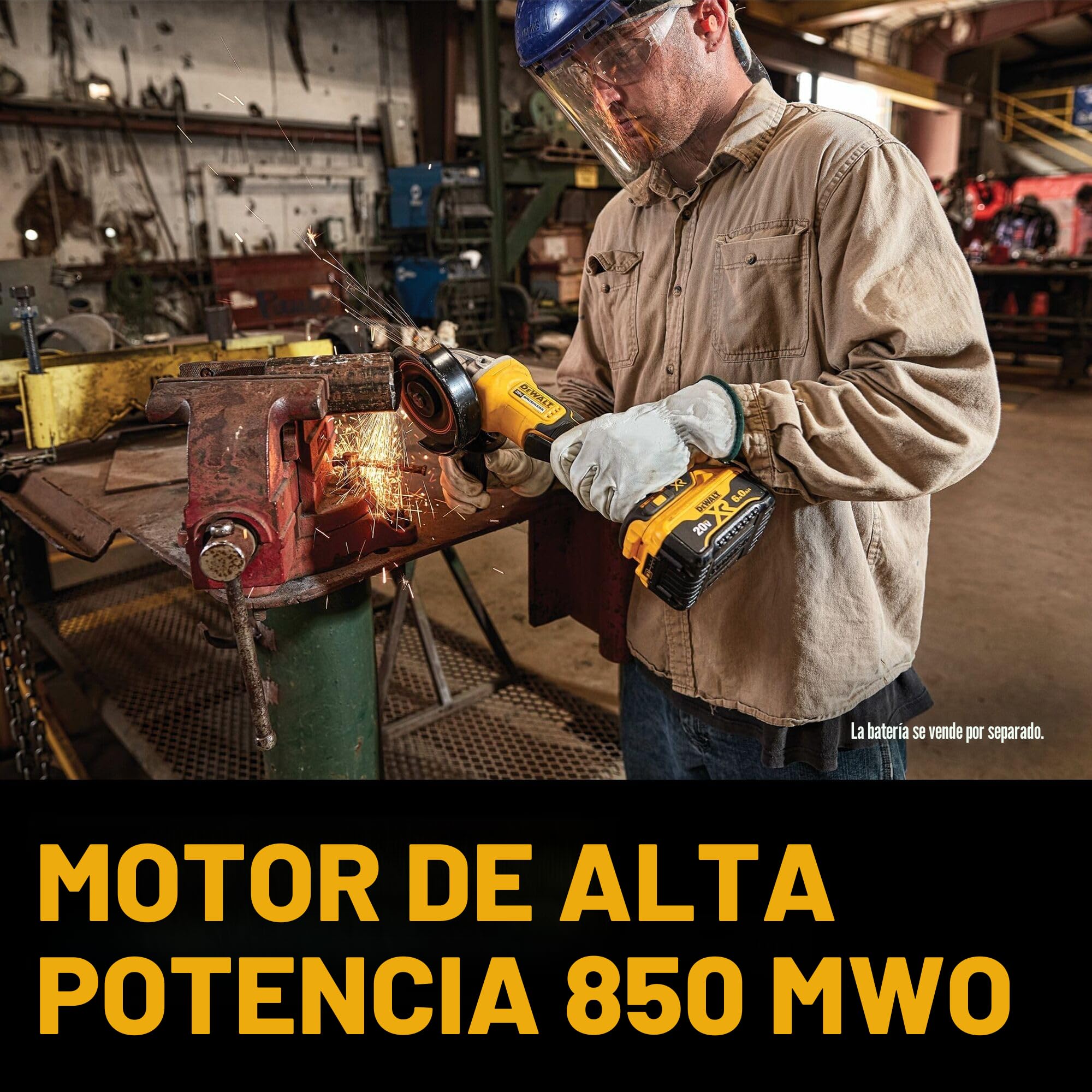 Dewalt - Amoladora DCG412B de un máximo de 20 V, con batería de iones de litio, 11,43 cm (solo se incluye la herramienta) | Interruptor de pala, freno de retroceso, solo herramienta