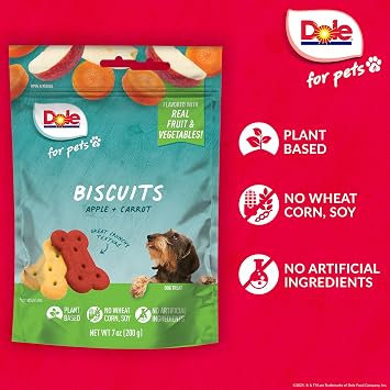 Dole for Pets Dog Training Biscuits, Apple Carrot Mix, 7 Oz Bag