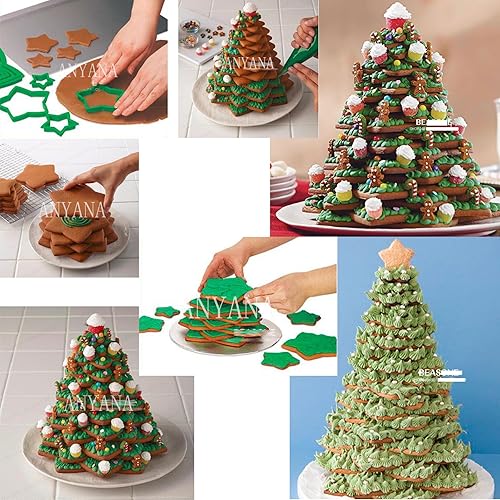Miniatura 2 de Anyana plástico 10 unids set 3D Gingerbread Star Navidad decoración fondant donut Cookie nesting cutters kit galleta pastelería molde para árbol de