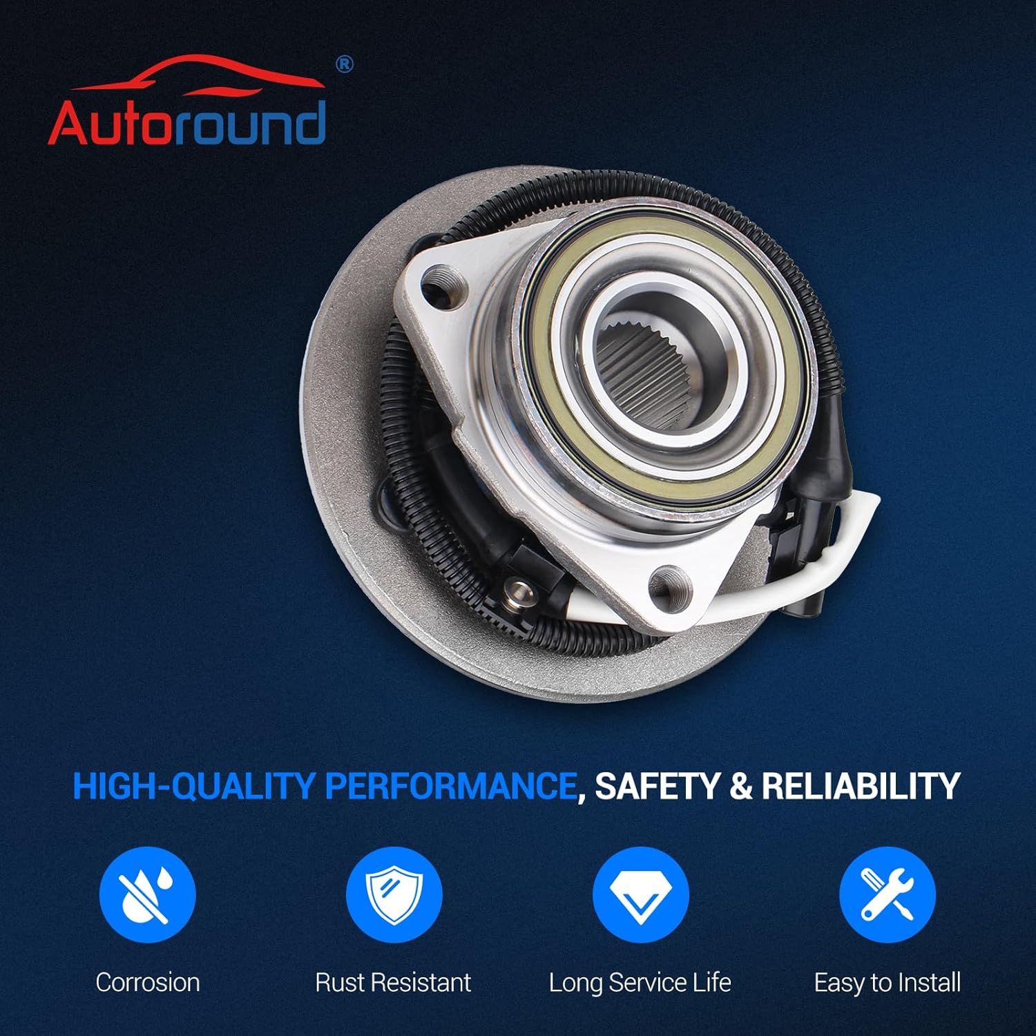 Autoround 515029 4x4 4WD Front Wheel Bearing and Hub Assembly Compatible with Ford F150 2000-2003, F-150 Heritage 2004, 5 Lugs w/ABS, Set of 2