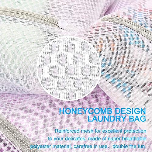 Miniatura 2 de 3 bolsas de lavandería duraderas de malla de panal de abeja, bolsas reutilizables para lavar a máquina para prendas delicadas de 12 x 16 pulgadas (3