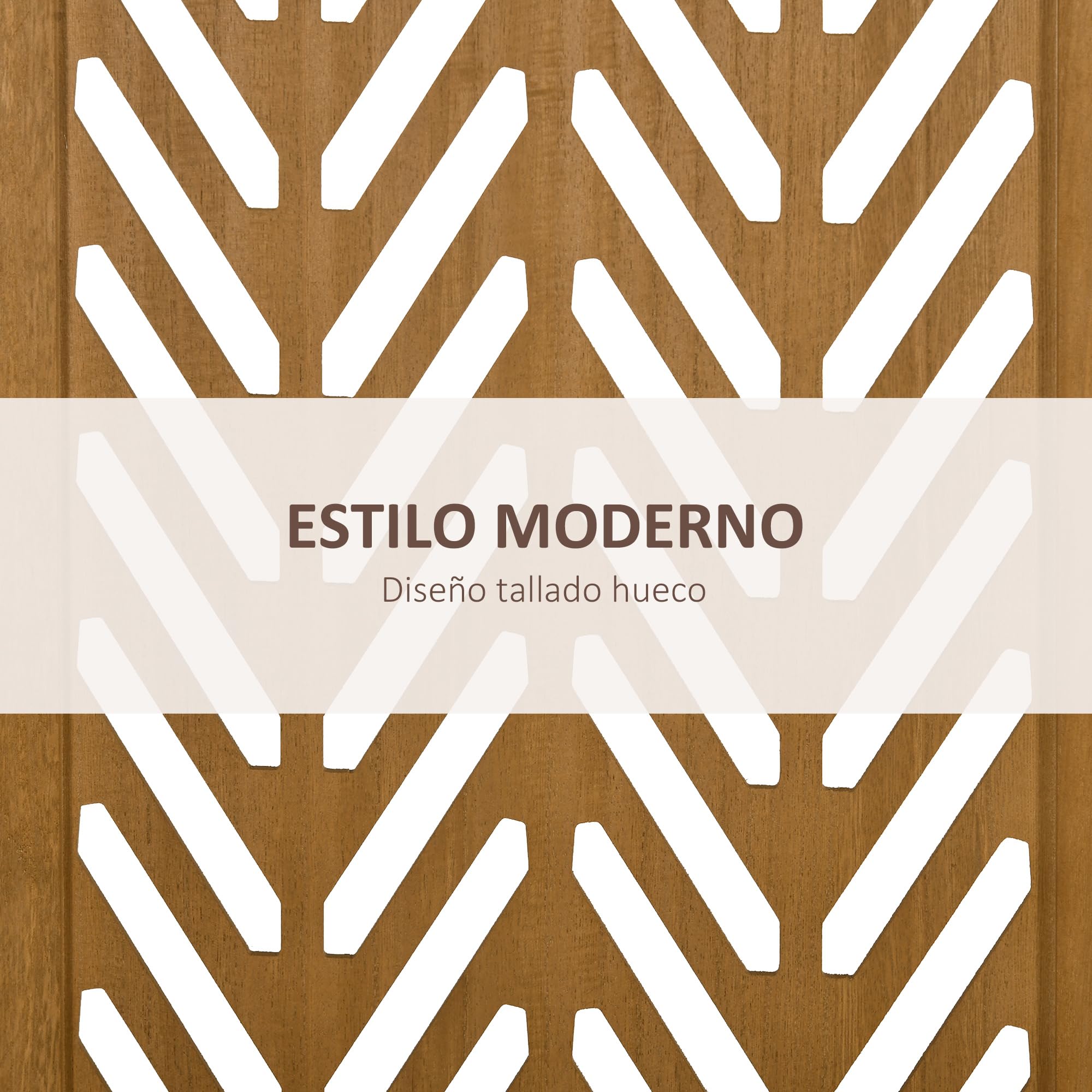 HOMCOM Biombo de 3 Paneles Separador de Ambientes Plegable 120x1,7x170 cm Divisor de Habitación de Madera con Patrones Geométricos para Oficina Dormitorio Natural