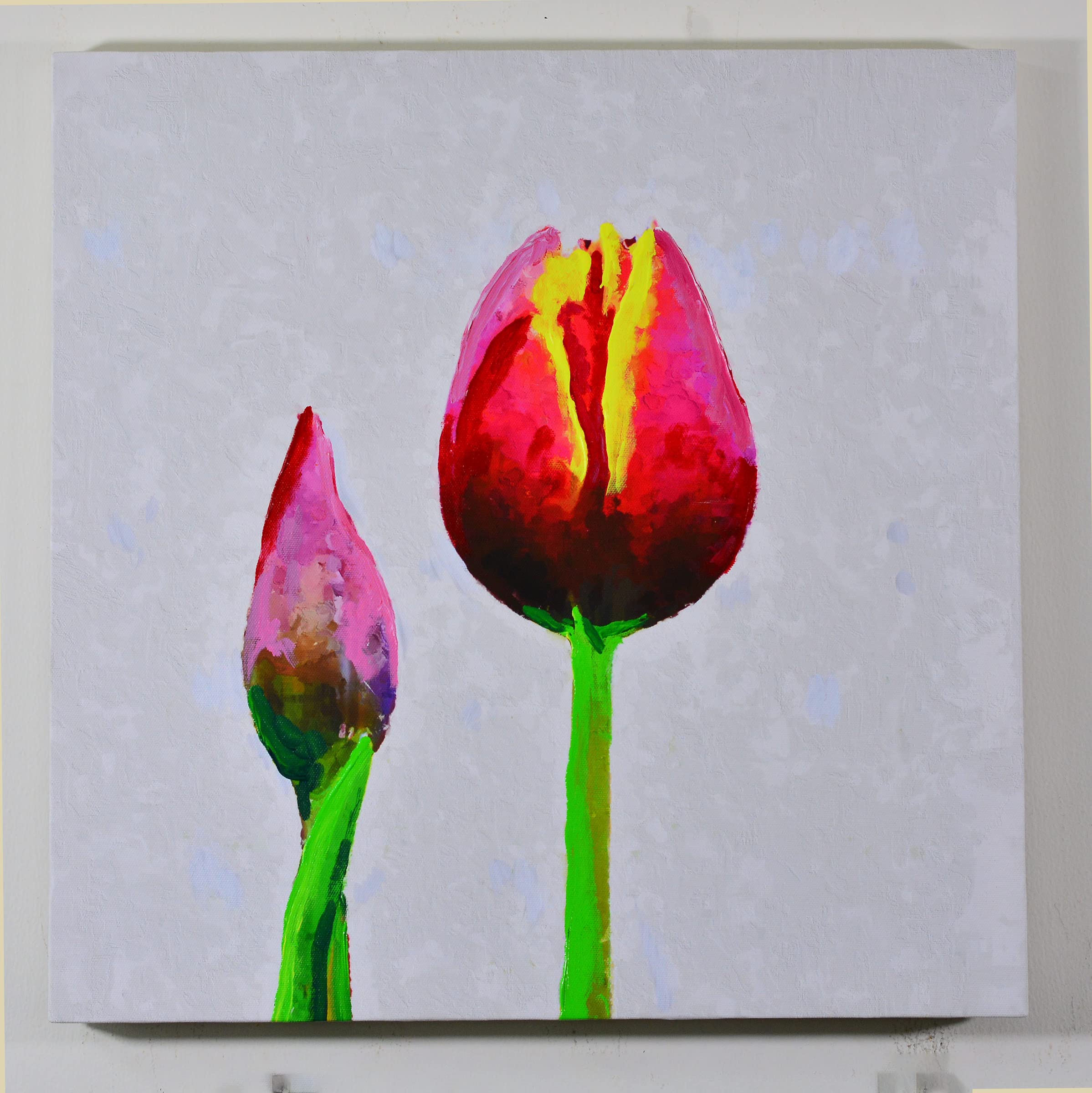 Digital Art Gallery Canvas Wall Painting Lotus Buds In Gallery Wrap for Living Room, Bedroom, Home Decor Decorations, Hall, Offices (19x19 Inches)