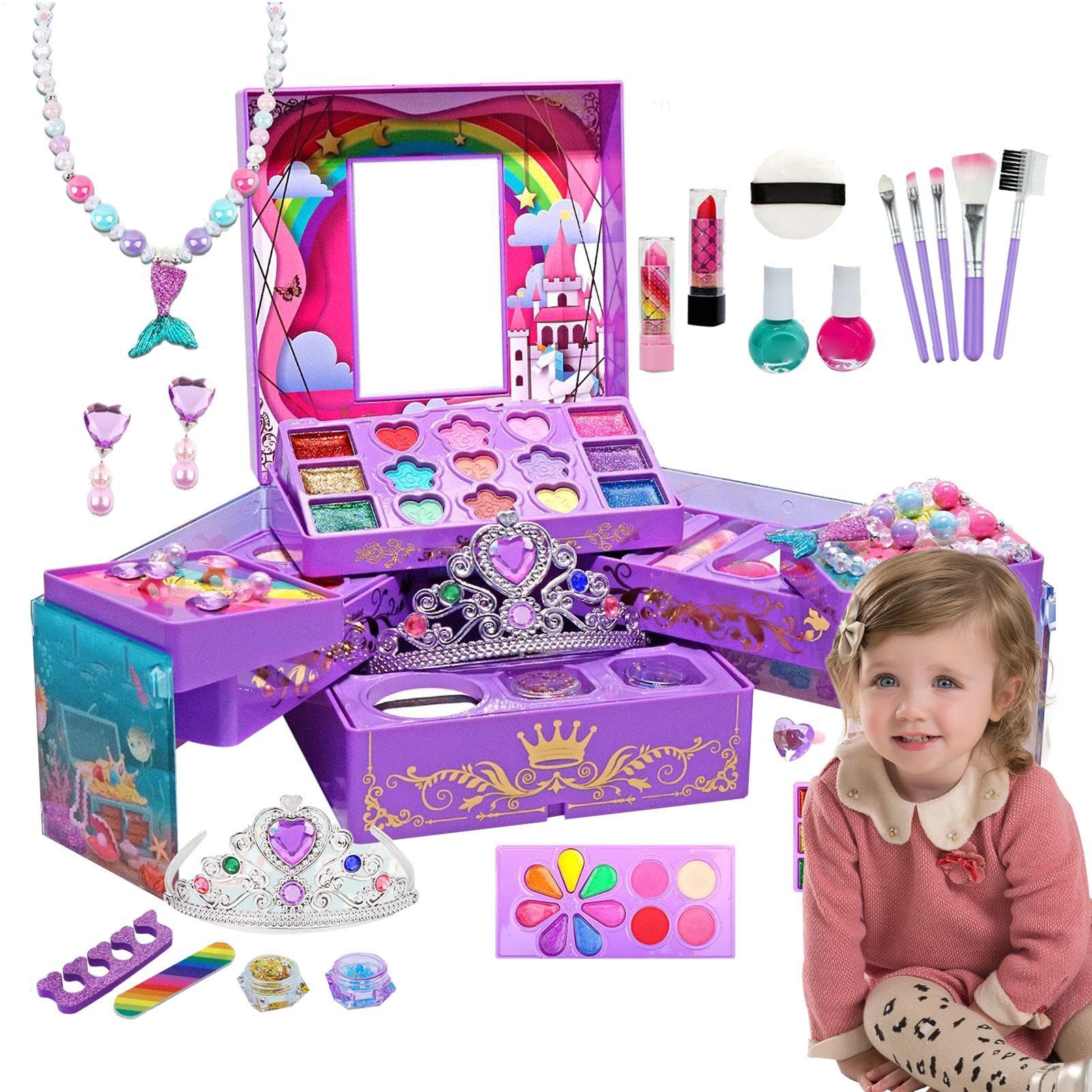 Kit Trucco per Bambine Lavabili per Travestimenti | Set Giocattolo Trucco per Giochi di Ruolo per Festa Carnevale Scuola Casa San