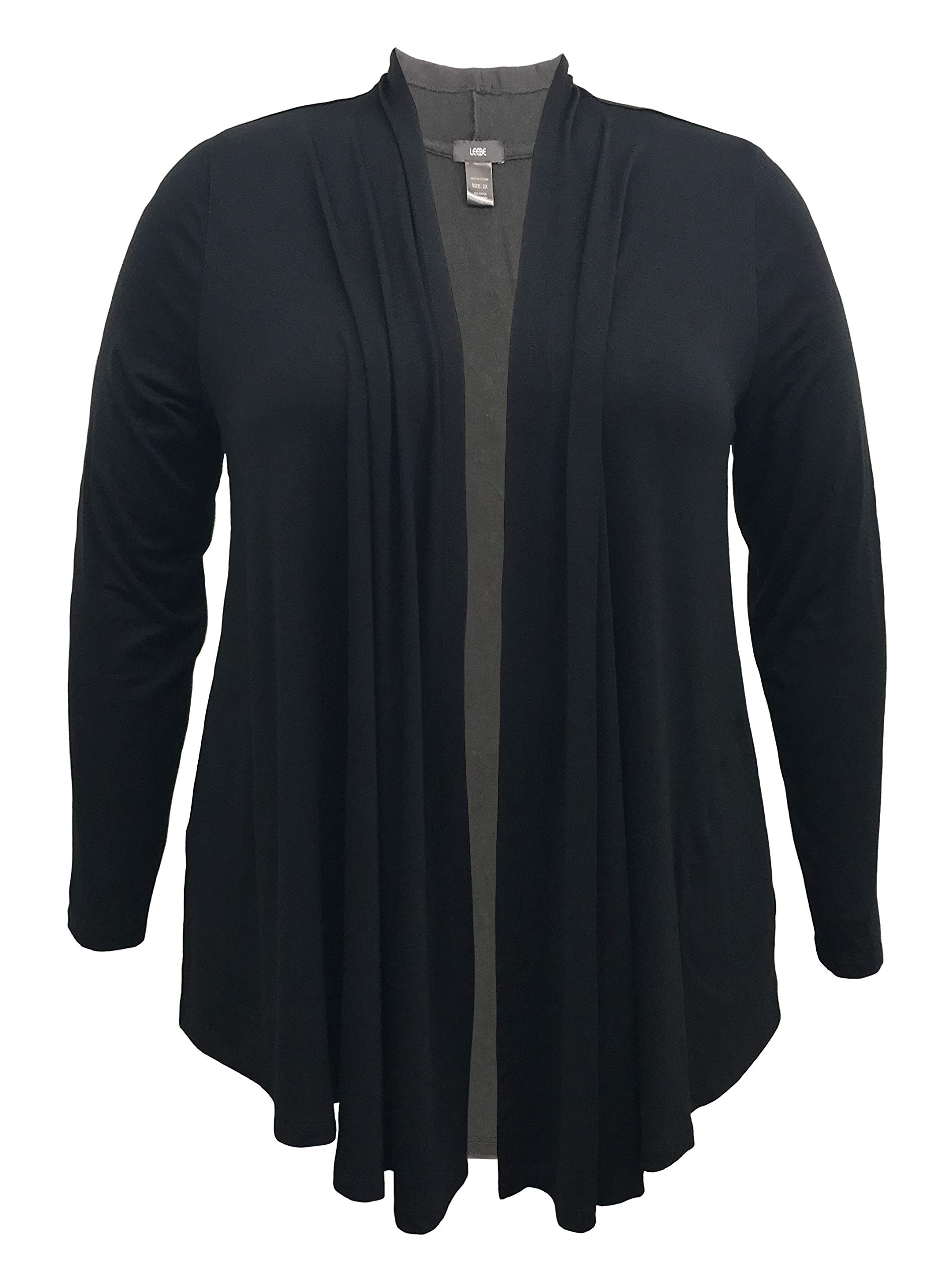 LEEBE Women and Plus Size Open Front Cardigan with Side Pockets (Small-5X)