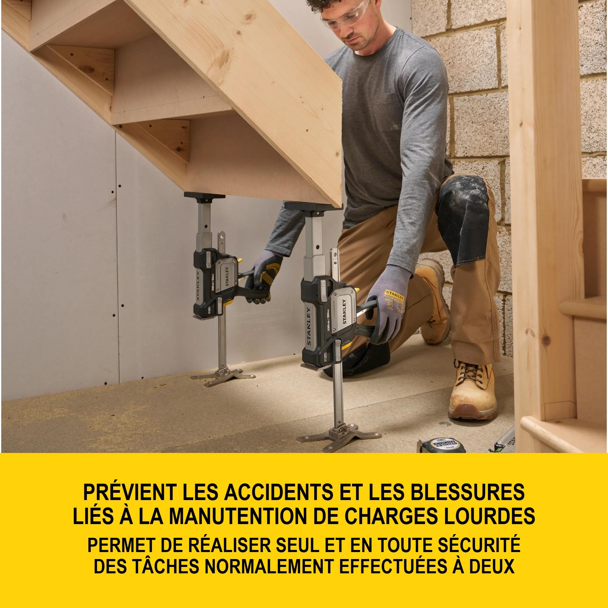STANLEY TradeLift Plus, Accessoire Multifonctionnel poue Le Levage, Le nivellement, Le Maintien et l'écartement, Paquet Double, FMHT83556-1