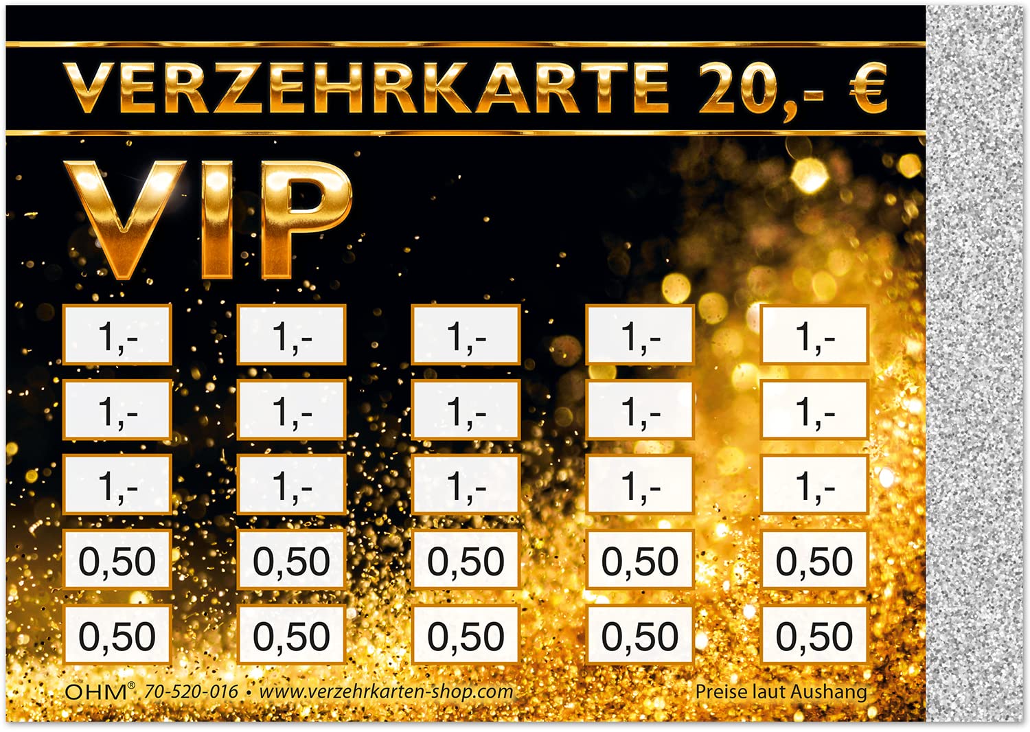 250 Verzehrkarten VIP Gesamtwert 20 Euro Einzelwerte 0,50/1,- | Kopierschutz durch Hologrammstreifen, DIN A7, Bezahl-Alternative zu Wertmarken für Veranstaltungen, Vereine und Gastronomie