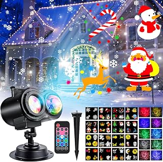 Christmas Projector Lights Outdoor, LED Snowflake Projector Lights Outdoor Waterproof with Remote Control & Timer, Holiday Projector for Christmas, Halloween, Party, Yard, Garden Decoration
