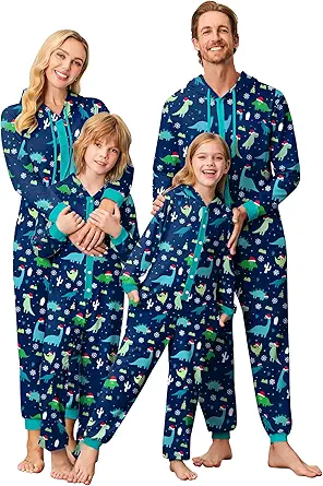 Ekouaer Christmas Matching Family Onesies Pajamas Long Sleeve Thermal One Piece Pajamas with Button