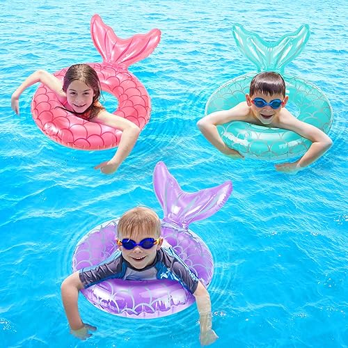 Miniatura 6 de HeySplash Flotador de sirena para piscina, con forma de cola de sirena, flotador de tubo de flotador, diversión acuática de verano, fiesta en la