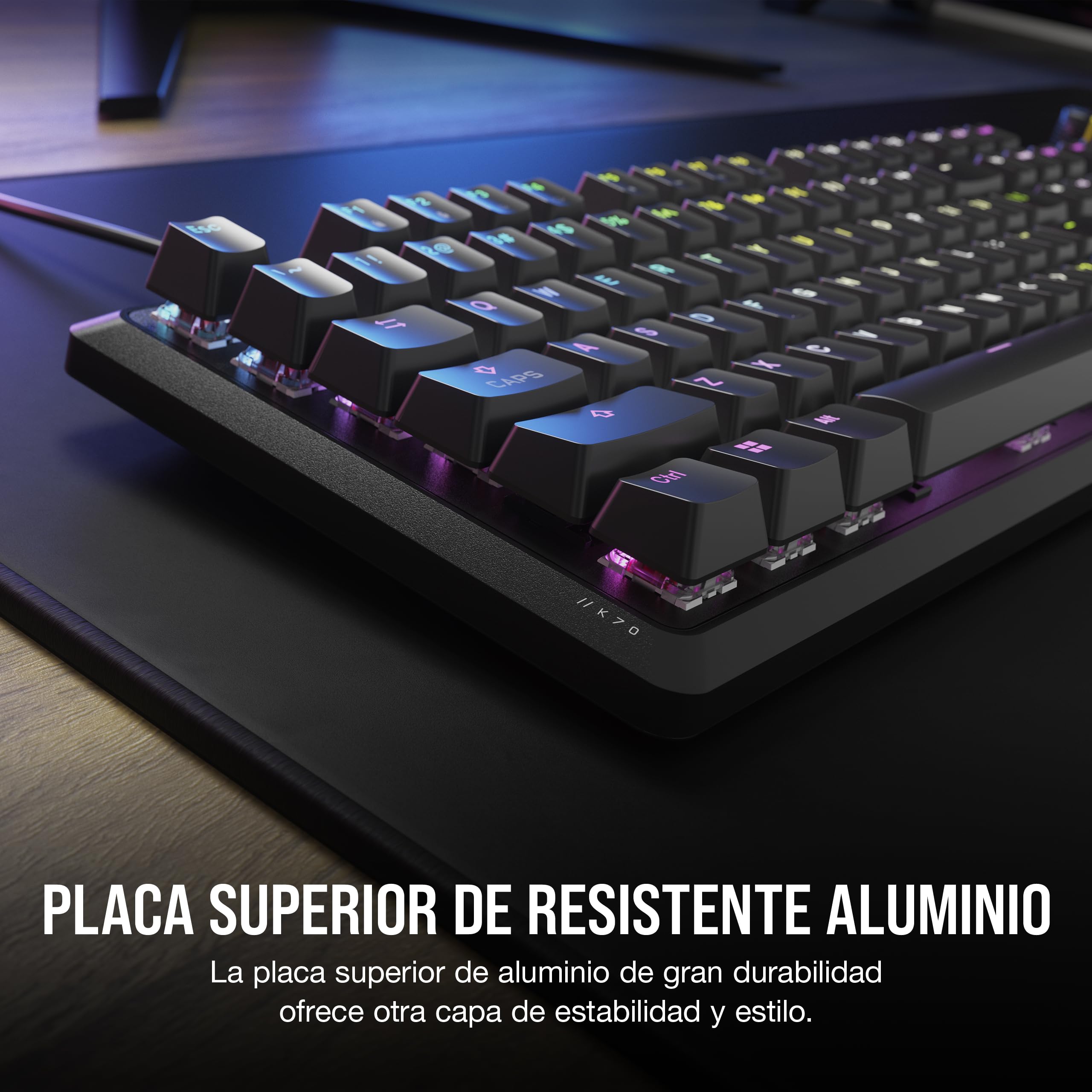 Corsair Teclado mecánico K70 CORE RGB para juegos, interruptores lineales rojos MLX prelubricados, amortiguación de sonido, esfera de control multimedia, compatible con iCUE
