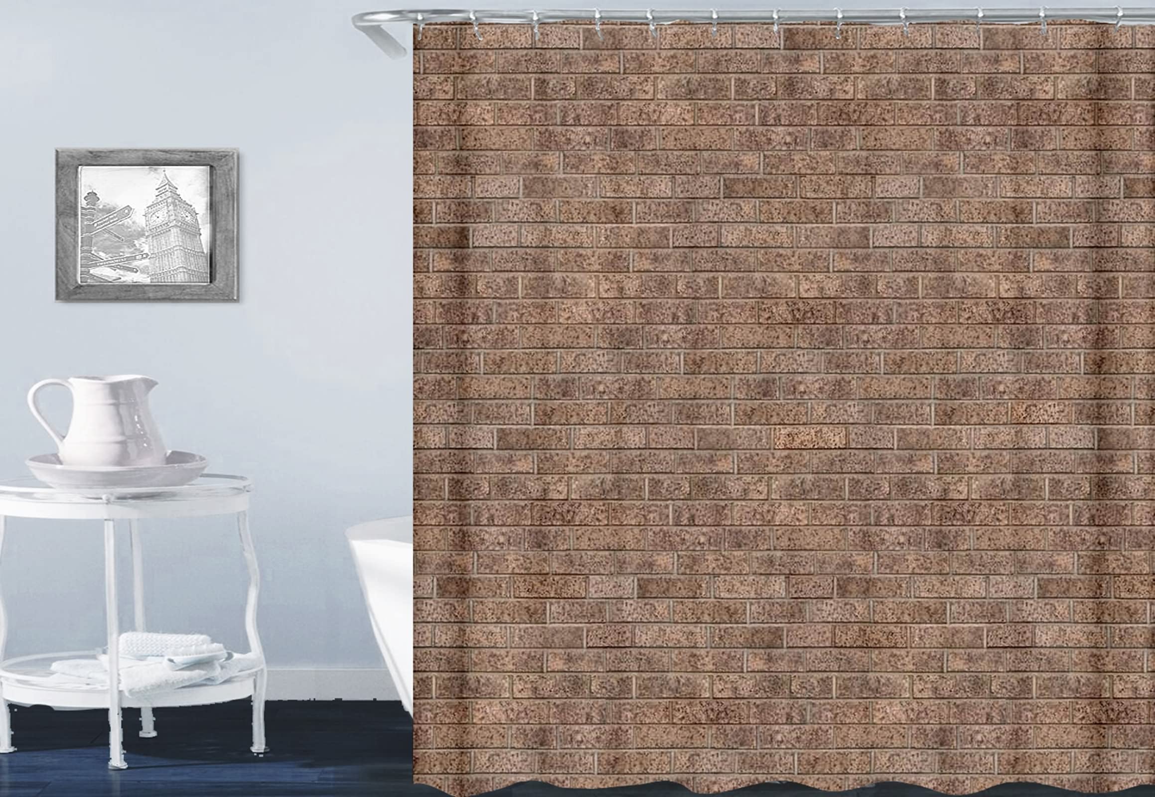 Rideau de douche en polyester 180x200 cm KnSam pour une ambiance loft industriel chaleureuse