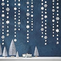 Vista 5 de 24 piezas de decoraciones de copos de nieve colgantes rosados 3D para Navidad, adornos de copos de nieve colgantes rosados con purpurina, guirnalda