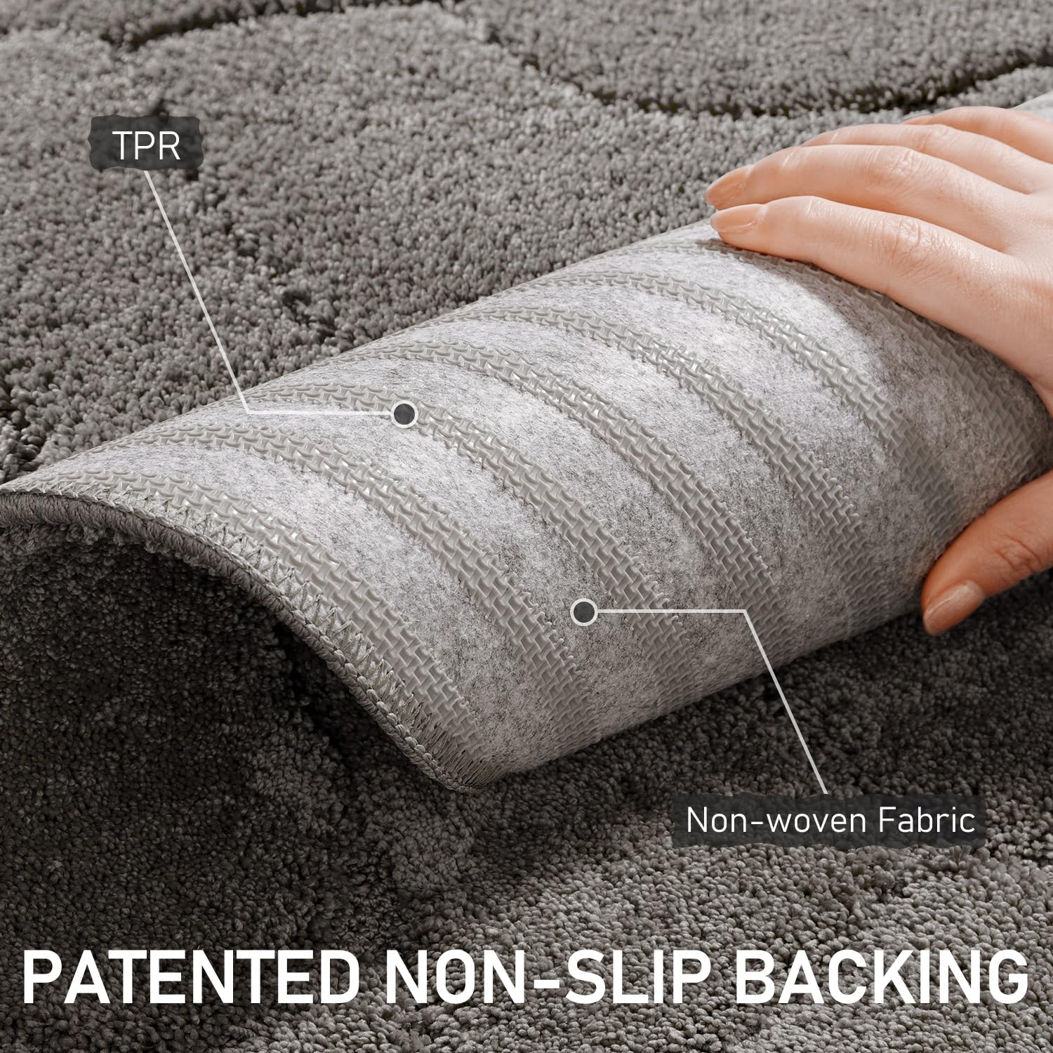 Tapis moderne à poils longs pour salon, chambre à coucher, chambre d'enfant, tapis d'intérieur antidérapant pour décoration d'intérieur, lavable en machine (gris, 0,6 x 91,4 cm)