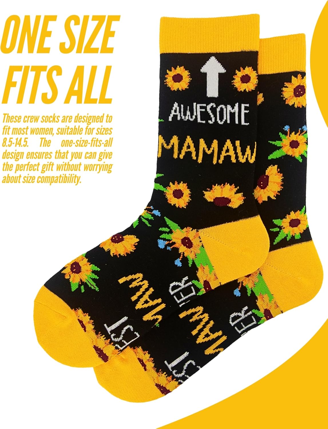 InnoBeta Mamaw Gifts, Mothers Day Gifts for Mamaw, One Size Crew Socks on Mother's Day, Christmas, Birthday - Image 5