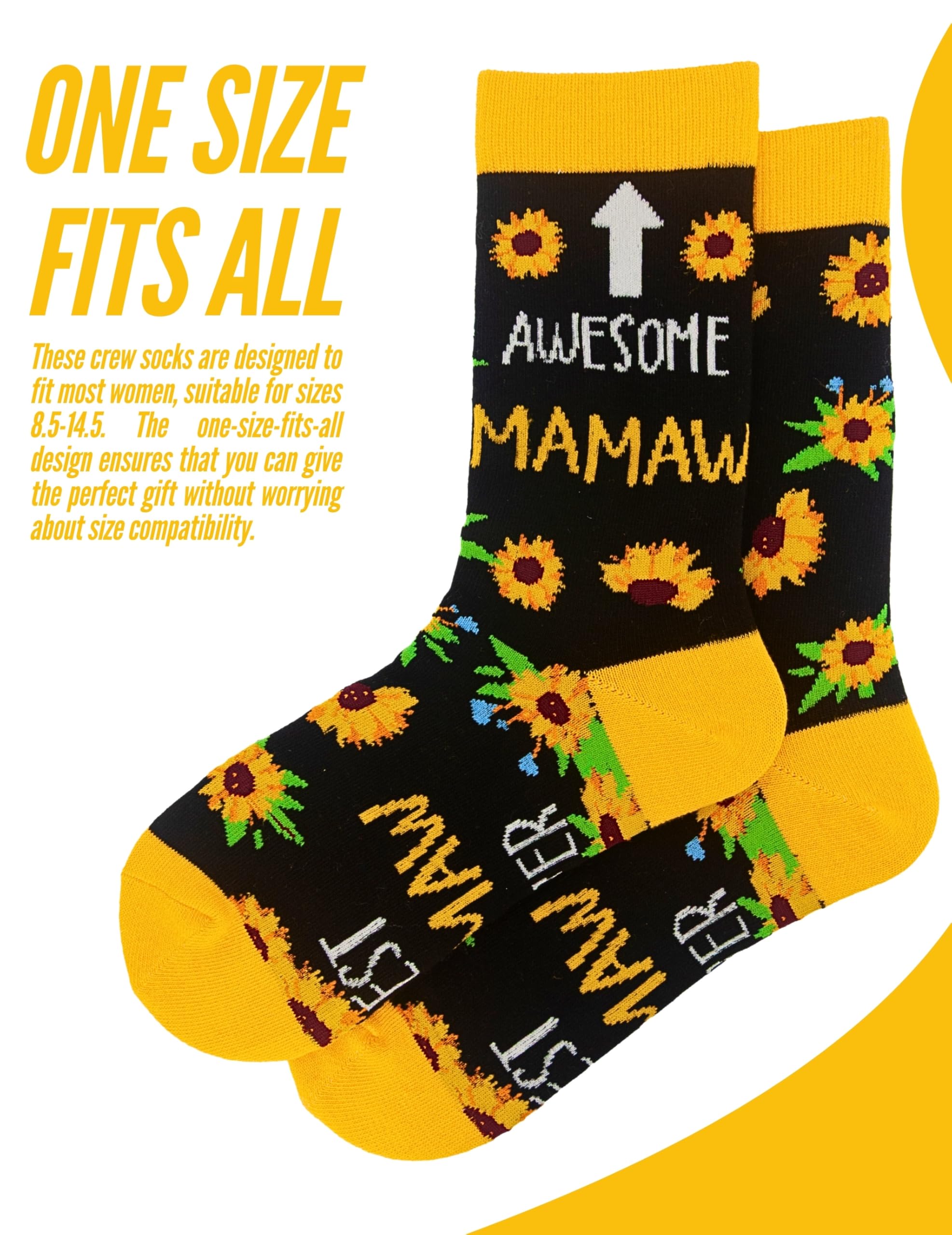 InnoBeta Mamaw Gifts, Mothers Day Gifts for Mamaw, One Size Crew Socks on Mother's Day, Christmas, Birthday
