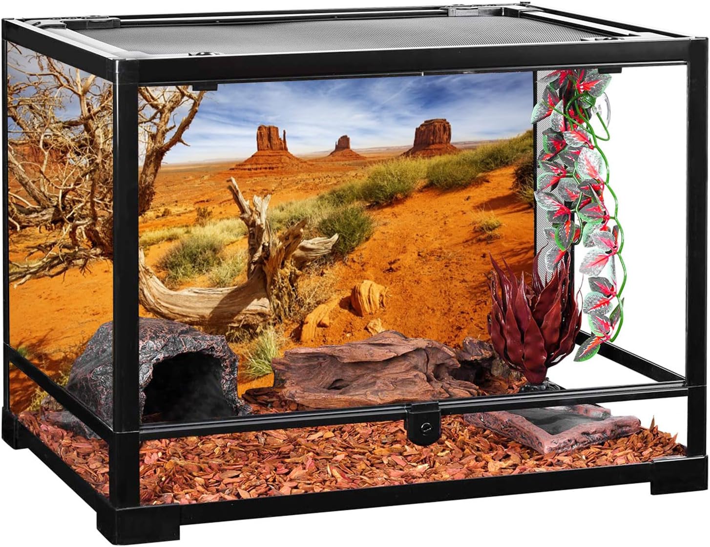AWERT 60x24 in Terrarium Backdrop Orange Desert Reptile Habitat Background | AWERT Canyon Deadwood Rocky Desert Polyester Terrarium Background