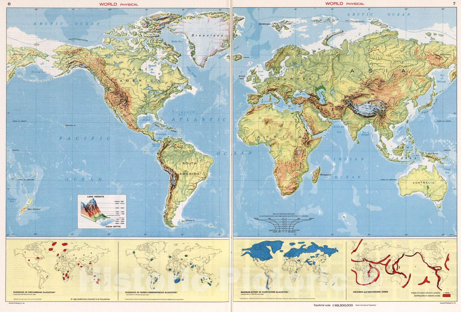 Amazon.com: World Physical 1968 - Historical Topographic Map Print